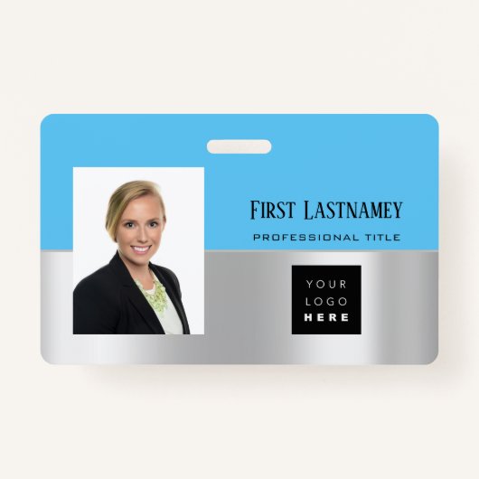 従業員バーコードロゴ名スキャナーグレー海 バッジ (正面)