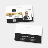 従業員バーコードロゴ名スキャナーストライプ金ゴールド バッジ (正面＆裏面)