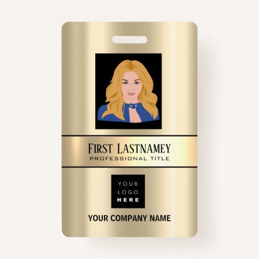 従業員バーコードロゴ名スキャンオレンジ色の白 バッジ (正面)