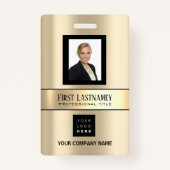 従業員バーコードロゴ名スキャンセピア金ゴールド バッジ (正面)