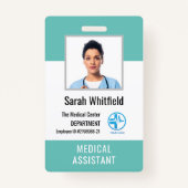 従業員パーソナライズされたの写真と病院のロゴID バッジ (正面)