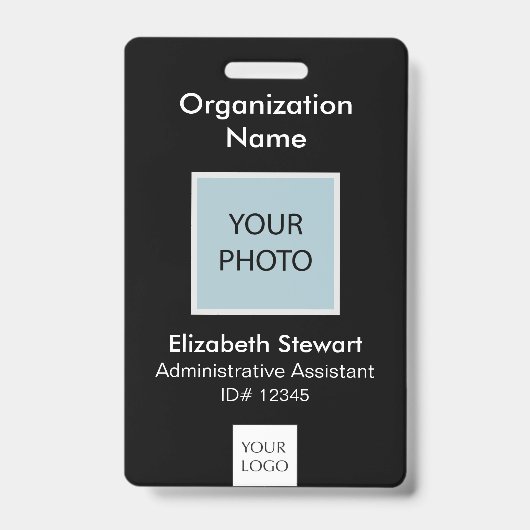 従業員パーソナライズされたの写真IDとロゴのバッジ バッジ (Front)
