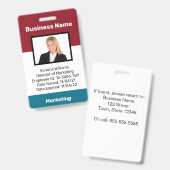 従業員パーソナライズされたの写真IDバッジ色の選択 バッジ (正面&裏面)