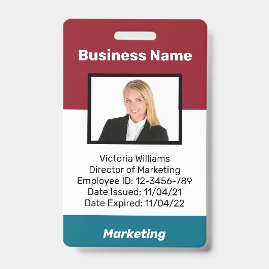 従業員パーソナライズされたの写真IDバッジ色の選択 バッジ (正面)