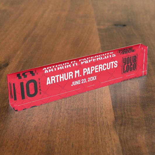 従業員パーソナライズされたの記念日または10年 デスクネームプレート (側面)