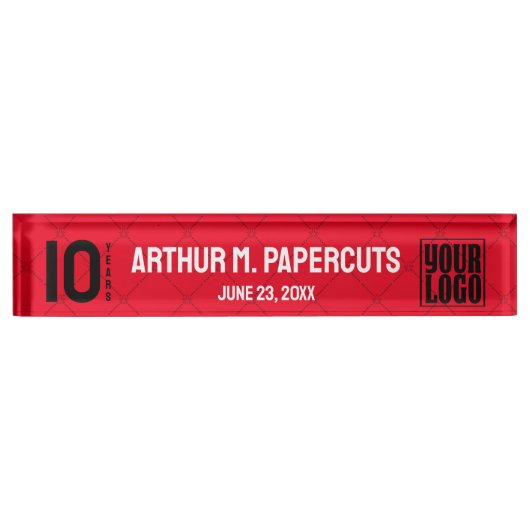 従業員パーソナライズされたの記念日または10年 デスクネームプレート (正面)