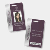 従業員パーソナライズされたバ企業のルガンディ銀ID バッジ (正面&裏面)