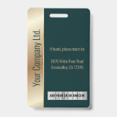 従業員パーソナライズされた企業のの緑ID バッジ (裏面)