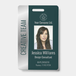 従業員パーソナライズされた企業のシルバー緑ID バッジ