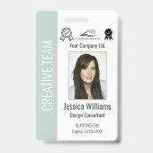 従業員パーソナライズされた企業のパステルグリーンID バッジ (正面)