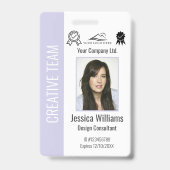 従業員パーソナライズされた企業のパステルラベンダーID バッジ (正面)