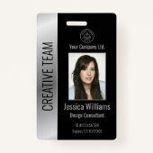 従業員パーソナライズされた企業のブラックシルバーID バッジ (正面)