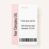 従業員パーソナライズされた企業の赤面ピンクID バッジ (裏面)