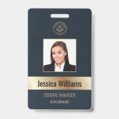 従業員パーソナライズされた企業の金ゴールドブルーID バッジ (正面)