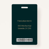 従業員パーソナライズされた企業の金ゴールド緑ID バッジ (裏面)