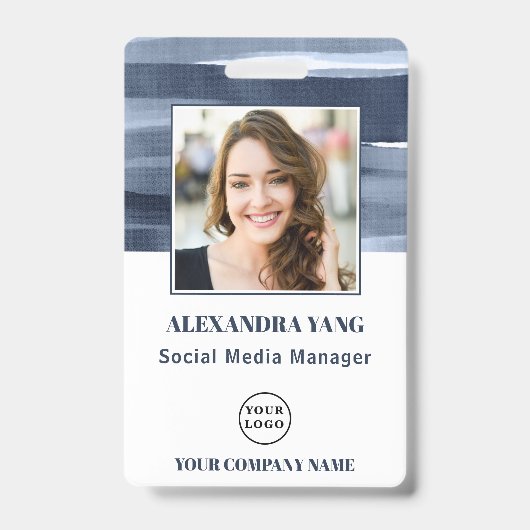 従業員パーソナライズされた会社ロゴの写真ID バッジ (正面)