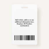 従業員パーソナライズされた写真、バーコード、ロゴ、名前 バッジ (裏面)