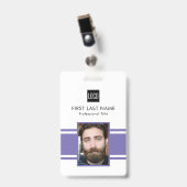 従業員パーソナライズされた | 紫色のロゴスタッフフォト バッジ (クリップ付き表面)