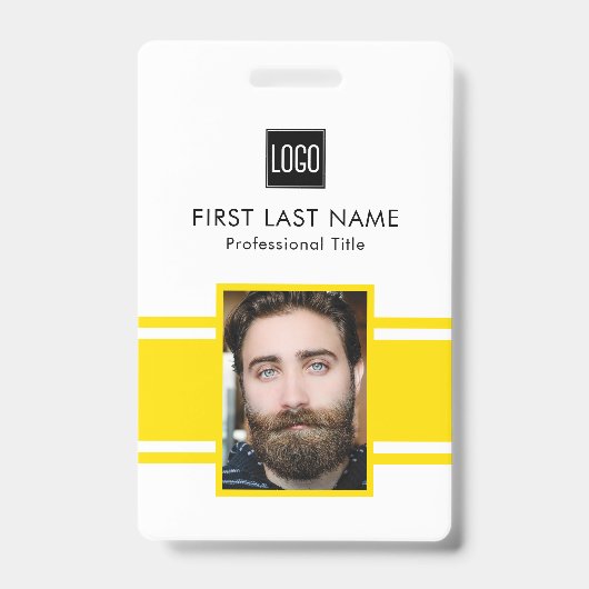 従業員パーソナライズされた | 黄色のロゴスタッフの写真 バッジ (表面)