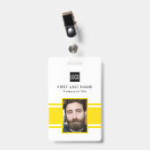 従業員パーソナライズされた | 黄色のロゴスタッフの写真 バッジ (クリップ付き表面)