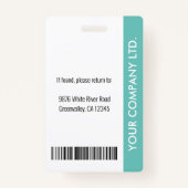 従業員パーソナライズされたID企業のバッジティール(緑がかった色) バッジ (裏面)