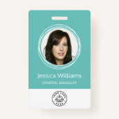 従業員パーソナライズされたID企業のバッジティール(緑がかった色) バッジ (正面)