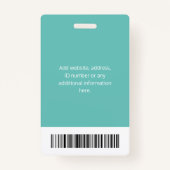 従業員パーソナライズされたID企業のバッジティール(緑がかった色) バッジ (裏面)