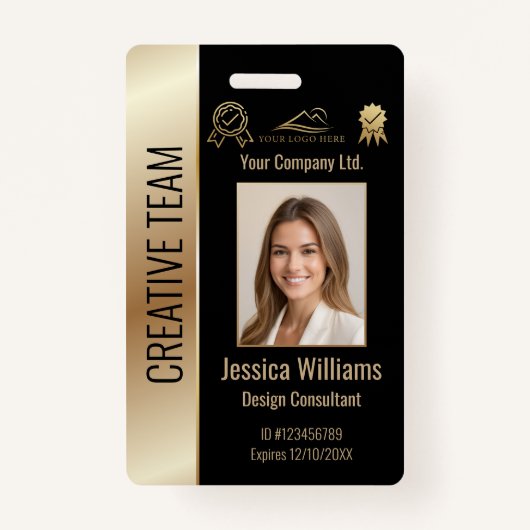 従業員パーソナライズされたID企業のバッジ金ゴールド バッジ (正面)