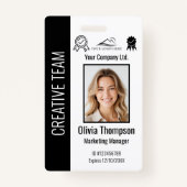 従業員パーソナライズされたID企業のバッジ黒 バッジ (正面)