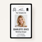 従業員パーソナライズされたID企業のバッジ黒 バッジ (正面)