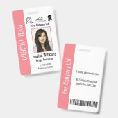 従業員パーソナライズされたID企業のバッジ(ピンク) バッジ (正面&裏面)