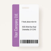 従業員パーソナライズされたID企業のバッジ（紫） バッジ (裏面)