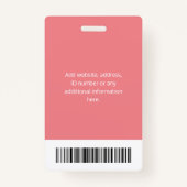 従業員パーソナライズされたID企業の（ピンク） バッジ (裏面)