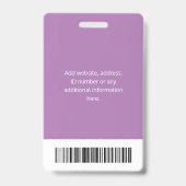 従業員パーソナライズされたID企業の（紫） バッジ (裏面)