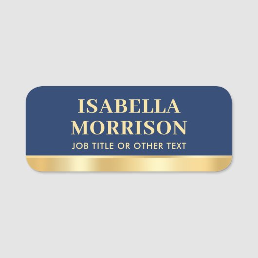 従業員ビジネスカスタムスタッフIDネイビー金ゴールド 名札 (正面)