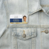 従業員ビジネスロゴIDフォトネイビー金ゴールドグラデーション 名札 (インサイチュ)