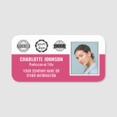 従業員ビジネス認定IDフォトピンク 名札 (正面)