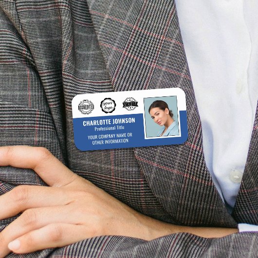 従業員ビジネス認定IDフォトブルー 名札