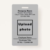 従業員フォトグレーバッジ付きプレーン文字 バッジ (正面)