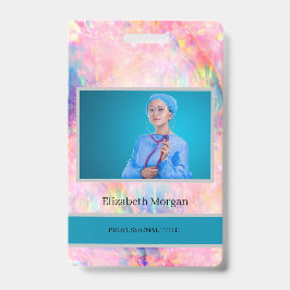 従業員フォトトレンディーホログラフィックオグラデーションパール バッジ