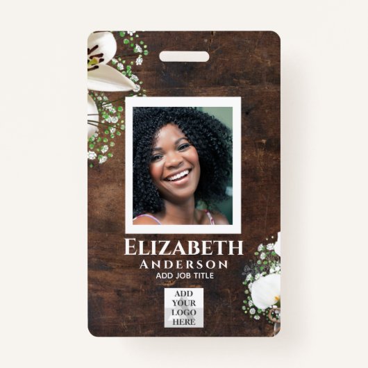 従業員フォトバッジQRコードバーコードカ素朴ラ バッジ (正面)