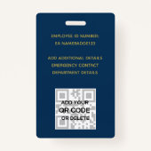 従業員フォトバッジQRコードバーコードブルー金ゴールド バッジ (裏面)