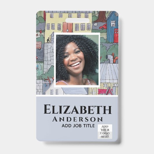 従業員フォトバッジQRコードバーコードプロパティ バッジ (正面)