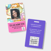 従業員フォトバッジQRコードバーコードベーカーのドーナツ バッジ (正面＆裏面)