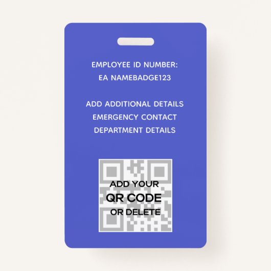 従業員フォトバッジQRコードバーコード抽象芸術ブルー バッジ (裏面)