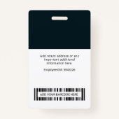 従業員フォトバーコードおよびロゴ名前をカスタムする バッジ (裏面)