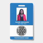 従業員フォトバーコードロゴビジネス名会社 バッジ (正面)