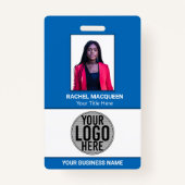 従業員フォトバーコードロゴビジネス名会社 バッジ (正面)