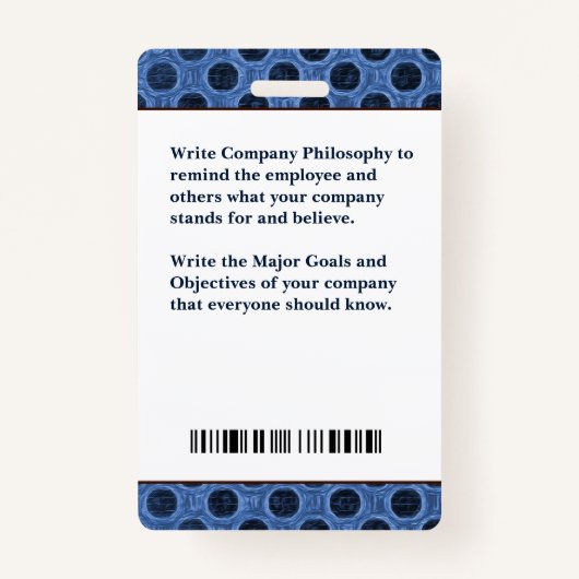 従業員フォトバーコードロゴIDカスタムの バッジ (裏面)