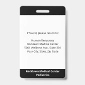 従業員フォトバーコード白黒の医療ID バッジ (裏面)